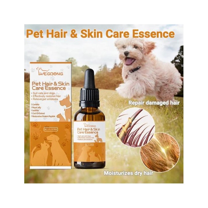 30ML Tierhaarpflege-Essenz lindert juckende Haut, natürliches Material, milde Inhaltsstoffe, Katzen- und Hundehaarpflegelösun