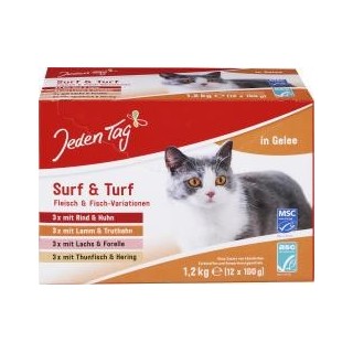Jeden Tag Katze Surf & Turf Fleisch & Fisch-Variationen in Gelee