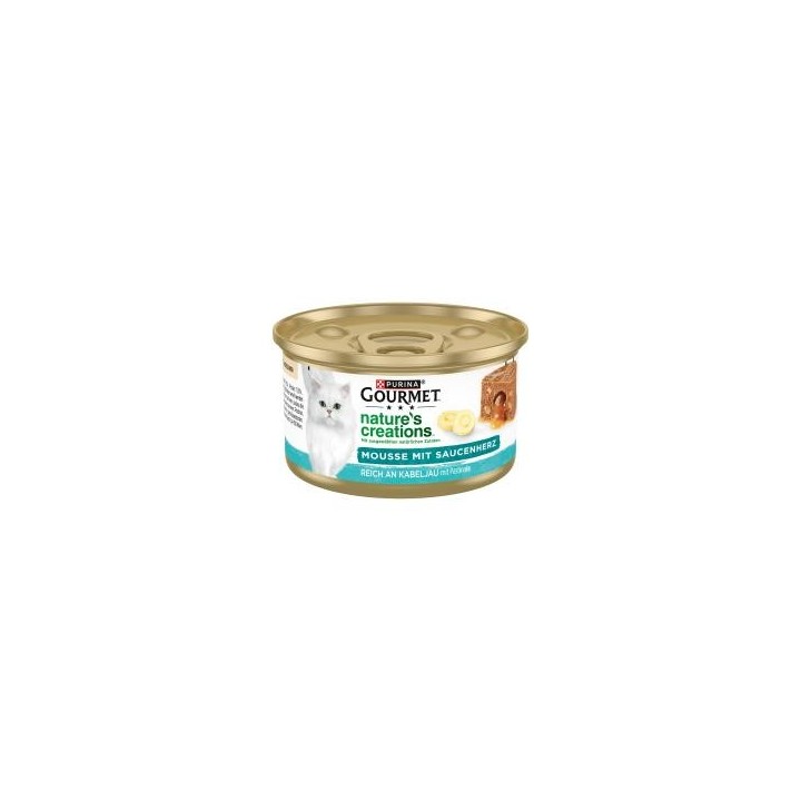 Purina Gourmet Nature's creations Mousse mit Saucenherz reich an Kabeljau mit Pastinake