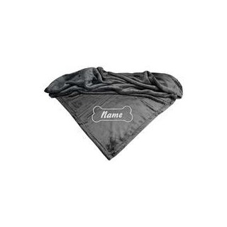 Schecker - Bestickte Mikrofaserdecke Premium [Anthrazit - Knochen mit Name]