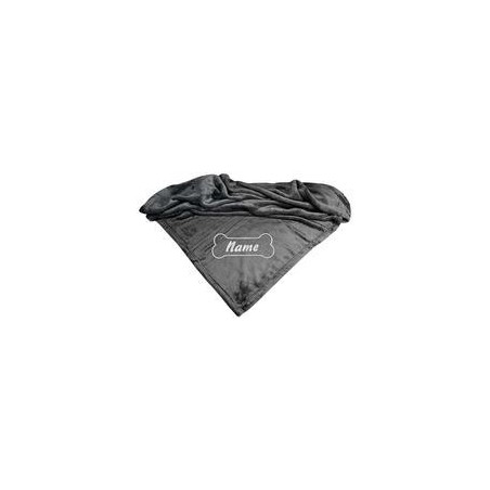 Schecker - Bestickte Mikrofaserdecke Premium [Anthrazit - Knochen mit Name]
