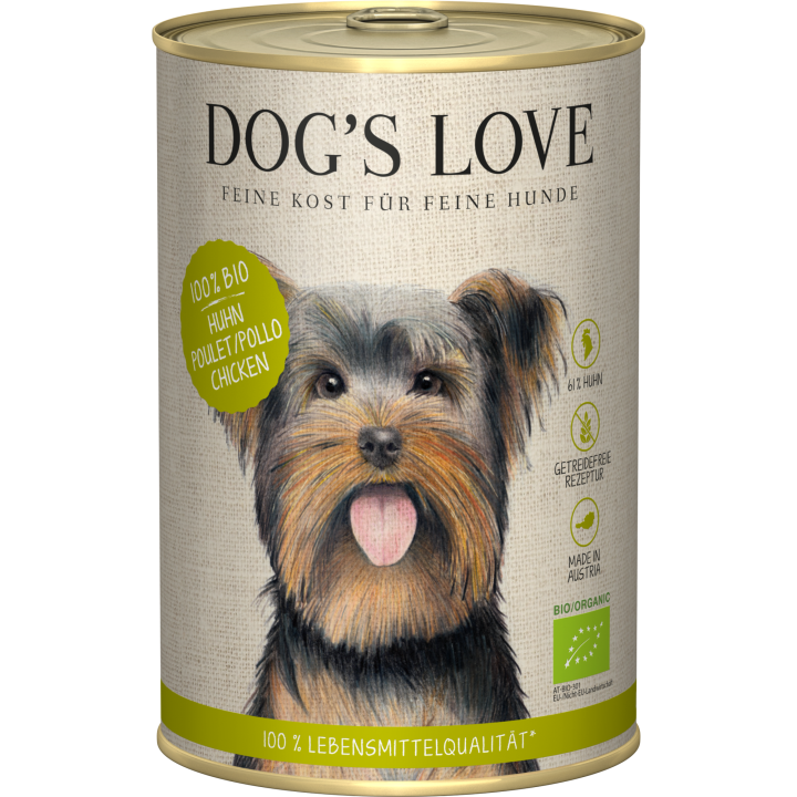 Dog's Love Hunde Nassfutter BIO HUHN  - 400 g