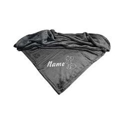 Schecker - Bestickte Mikrofaserdecke Premium [Anthrazit - Hund mit Name]