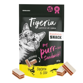 Tigeria Sandwich Snack Huhn & Kabeljau -Sparpaket: 3 x 100 g