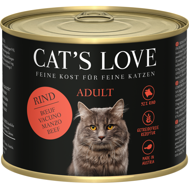 Cat's Love Katzen Nassfutter ADULT RIND PUR - 200 g