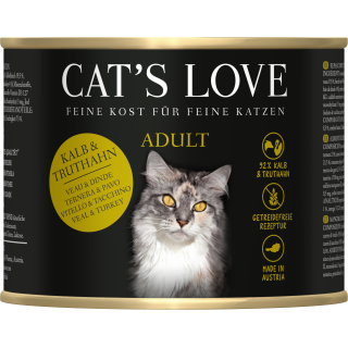 Cat's Love Katzen Nassfutter ADULT MIX KALB & TRUTHAHN  - 200 g