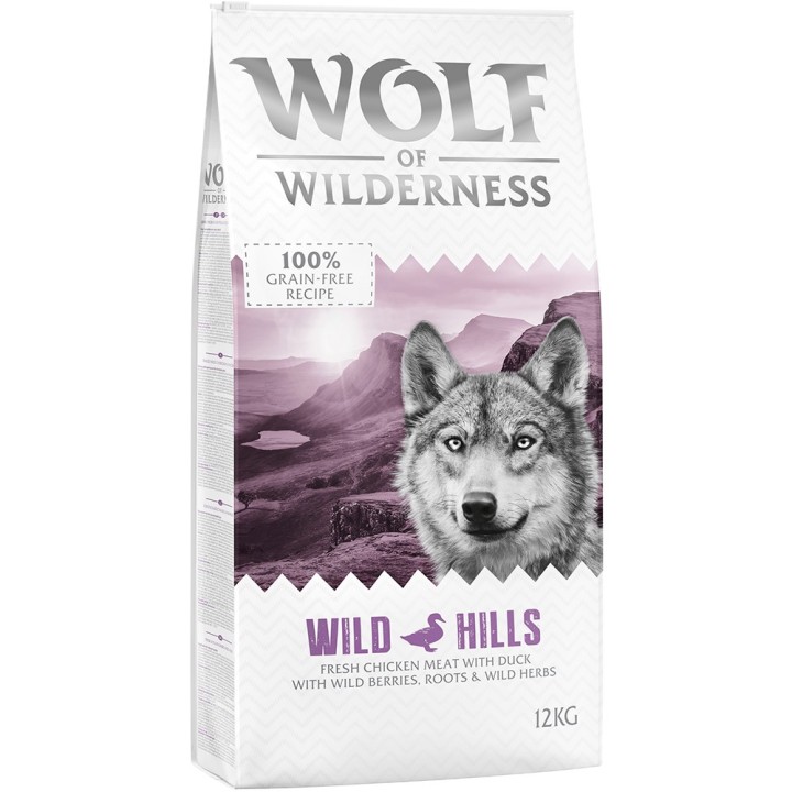 2 x 12 kg Wolf of Wilderness Trockenfutter - getreidefrei - Wild Hills - Ente