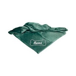 Schecker - Bestickte Mikrofaserdecke Premium [Saphir - Knochen mit Name]