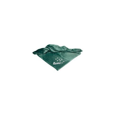 Schecker - Bestickte Mikrofaserdecke Premium [Saphir - Pfotenspur mit Name]