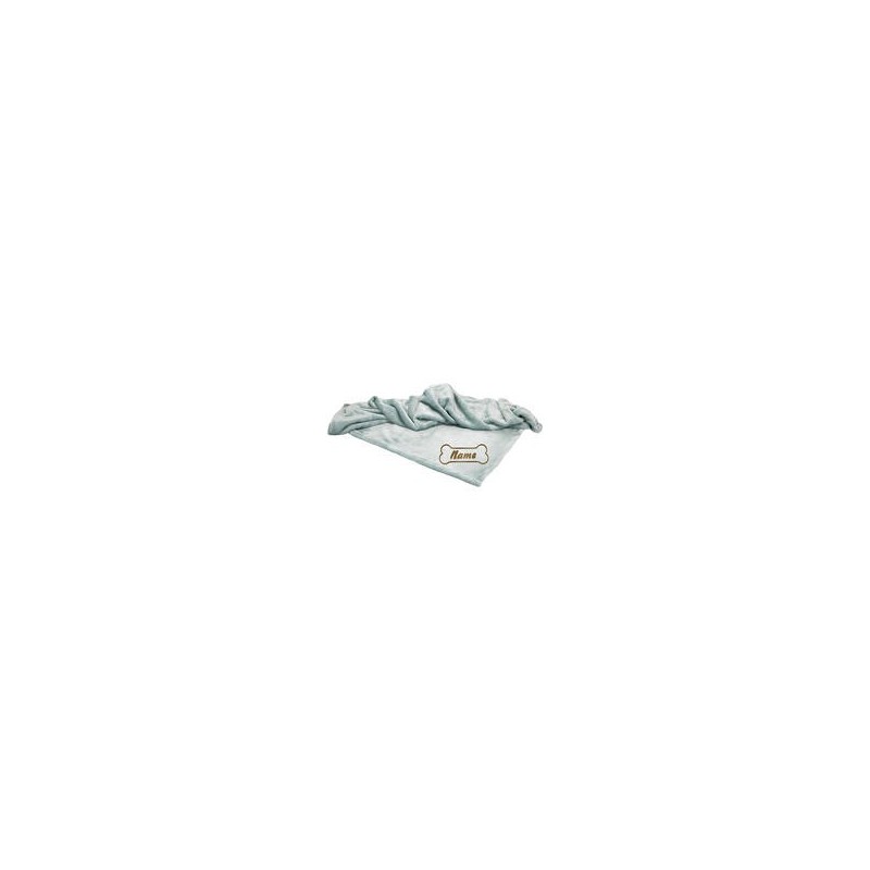 Schecker - Bestickte Mikrofaserdecke Premium [Aquablau - Knochen mit Name]