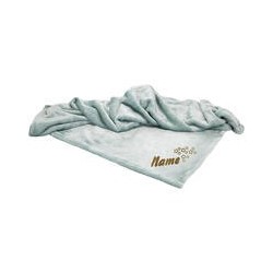 Schecker - Bestickte Mikrofaserdecke Premium [Aquablau - Sterne mit Name]