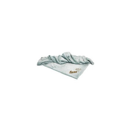 Schecker - Bestickte Mikrofaserdecke Premium [Aquablau - Sterne mit Name]