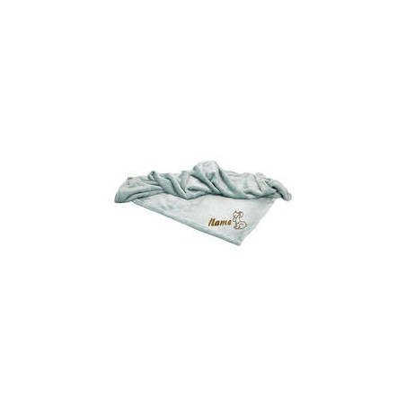 Schecker - Bestickte Mikrofaserdecke Premium [Aquablau - Hund mit Name]