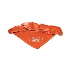 Schecker - Bestickte Mikrofaserdecke Premium [Kaminrot - Knochen mit Name]
