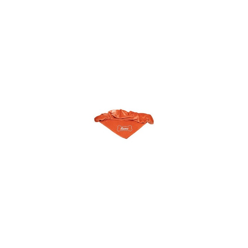 Schecker - Bestickte Mikrofaserdecke Premium [Kaminrot - Knochen mit Name]