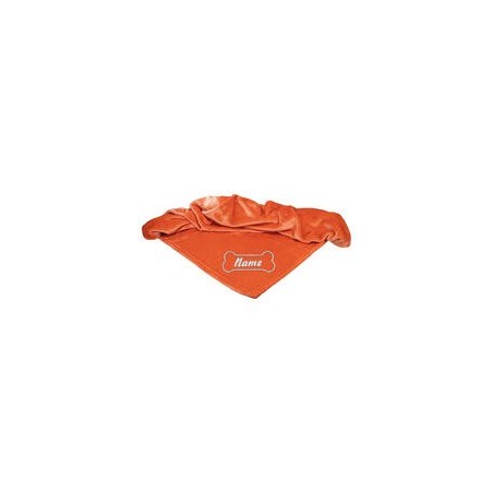 Schecker - Bestickte Mikrofaserdecke Premium [Kaminrot - Knochen mit Name]
