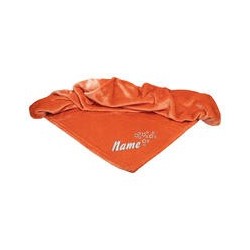 Schecker - Bestickte Mikrofaserdecke Premium [Kaminrot - Sterne mit Name]