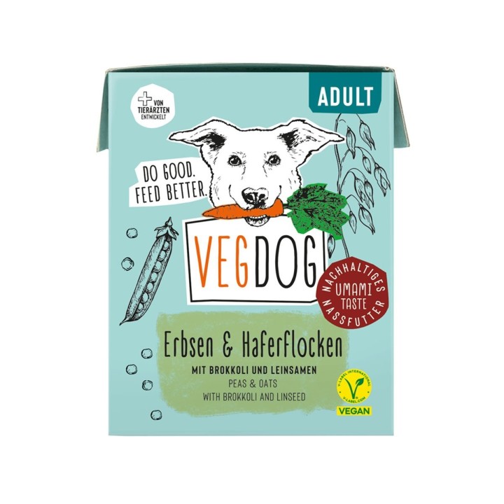 VEGDOG Adult Erbsen & Haferflocken im Tetra Pak 10x390g