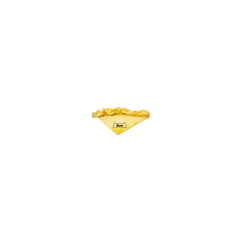 Schecker - Bestickte Mikrofaserdecke Premium [Sonnengelb - Knochen mit Name]