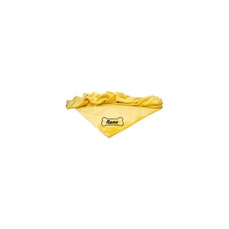 Schecker - Bestickte Mikrofaserdecke Premium [Sonnengelb - Knochen mit Name]