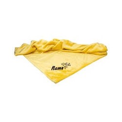 Schecker - Bestickte Mikrofaserdecke Premium [Sonnengelb - Sterne mit Name]