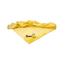 Schecker - Bestickte Mikrofaserdecke Premium [Sonnengelb - Hund mit Name]