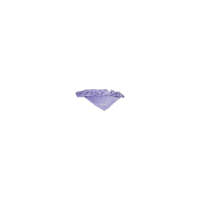 Schecker - Bestickte Mikrofaserdecke Premium [Lavendel - Pfotenspur mit Name]