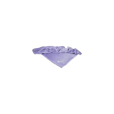 Schecker - Bestickte Mikrofaserdecke Premium [Lavendel - Pfotenspur mit Name]