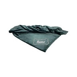 Schecker - Bestickte Mikrofaserdecke Premium [Dunkelgrün - Knochen mit Name]