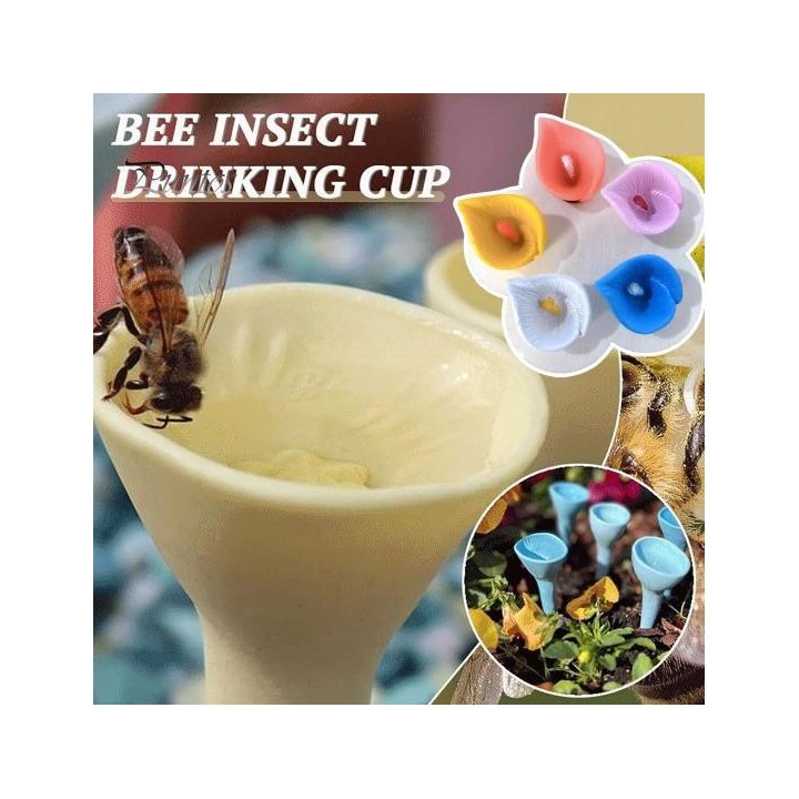Trinkbecher-Set mit Bienen- und Insektenmotiv, Trinkbecher aus Kunstharz in Blumenform, sichere Wasserquelle, umweltfreundlic