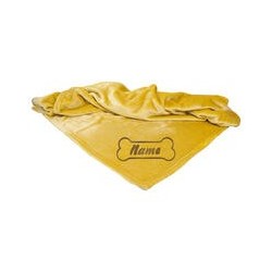 Schecker - Bestickte Mikrofaserdecke Premium [Senf - Knochen mit Name]