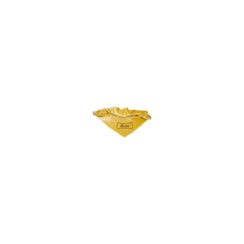 Schecker - Bestickte Mikrofaserdecke Premium [Senf - Knochen mit Name]