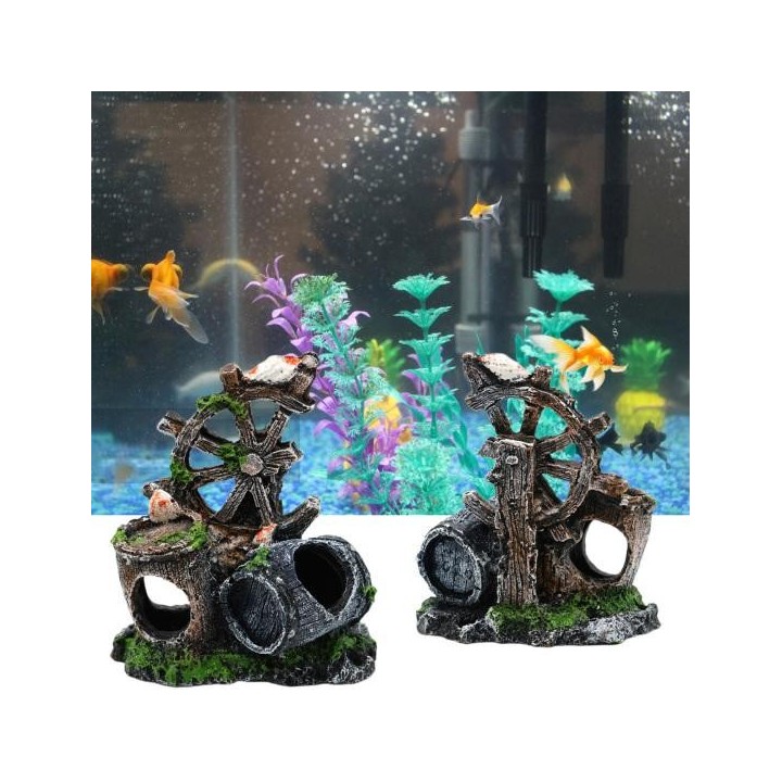 Aquarium Ornament Künstliche Fass Höhle Fisch Zucht Versteck Höhle Fisch Garnelen Hideout