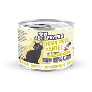Joe & Pepper Cat Huhn, Pute & Ente mit Erbsen 6x200g