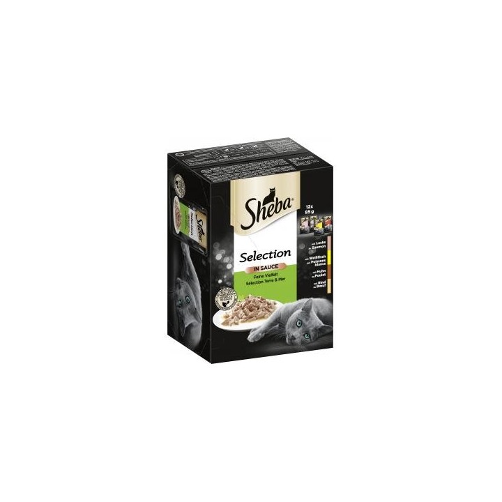 Sheba Selection in Sauce Feine Vielfalt Lachs-Weißfisch-Huhn-Rind