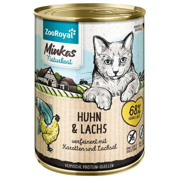 ZooRoyal Minkas Naturkost Huhn und Lachs mit Karotten 400g