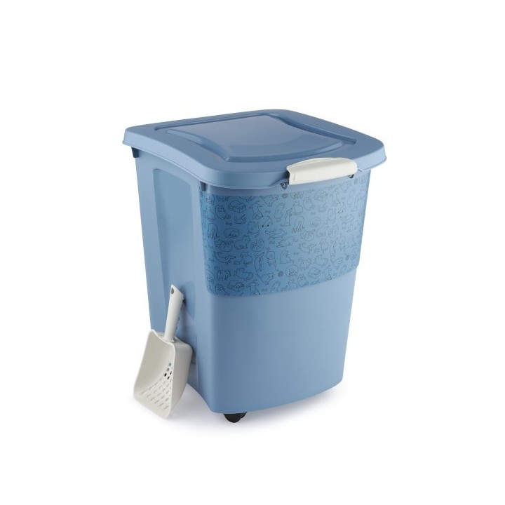 MyPet Archie Tierfutterbehälter mit Rollen 38 l, mit Tiermotif, horizon blue