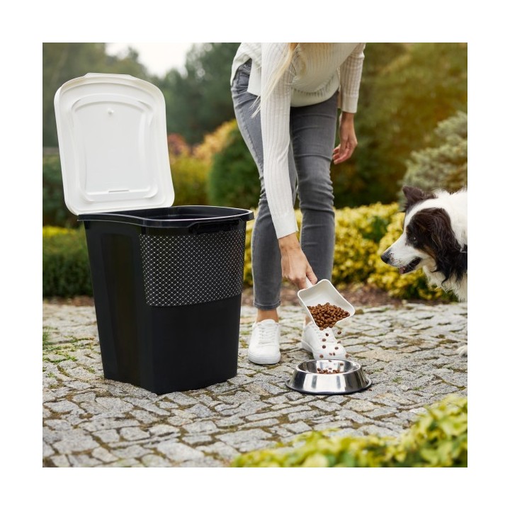 MyPet Archie Tierfutterbehälter mit Rollen 38 l, schwarz/weiss