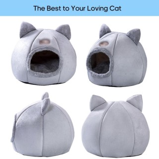 Warmes Katzenbett für den Winter, weich, bequem, für den Innenbereich, halbgeschlossen, für Katzen und Hunde M