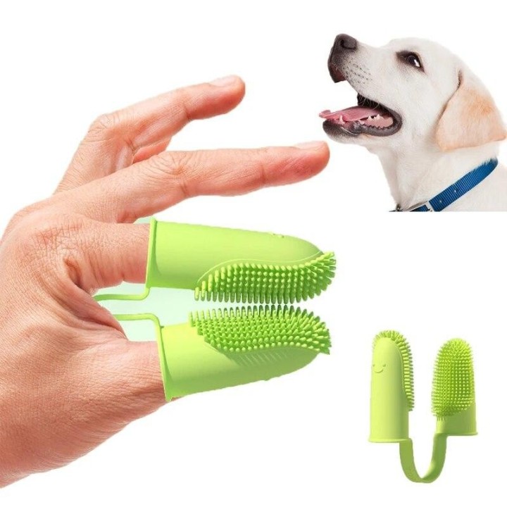 Weiche Doppelfingerzahnbürste für Hunde, Zahnreinigungsbürsten für Haustiere, Hunde, Mundgeruchspflege, Tpr-Zahnbürstenzubehö