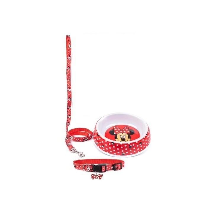 Minnie Mouse Hundehalsband-Set M weiß/rot