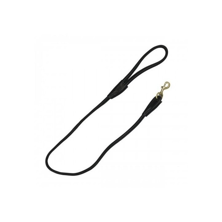 Benji & Flo Superior Roll-Leder-Hundeleine One Size schwarz/messing