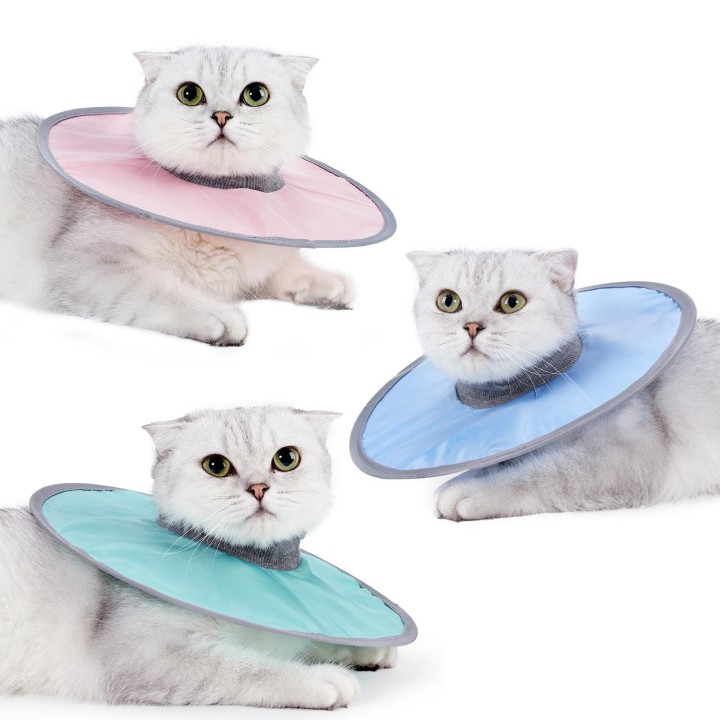 Kegelhalsband für Katzen, stoppt das Lecken, verstellbares, geripptes Halshalsband Medium türkis