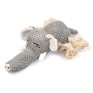 Plüschelefant mit Seil für Hunde grau
