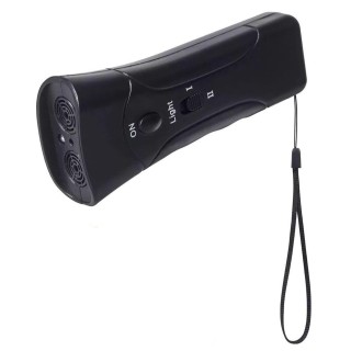 Ultraschall-Doppelkopf-Anti-Bell-Hundetrainingsgerät, Hundebell-Trainer, LED-Licht-Hundevertreiber, schwarz