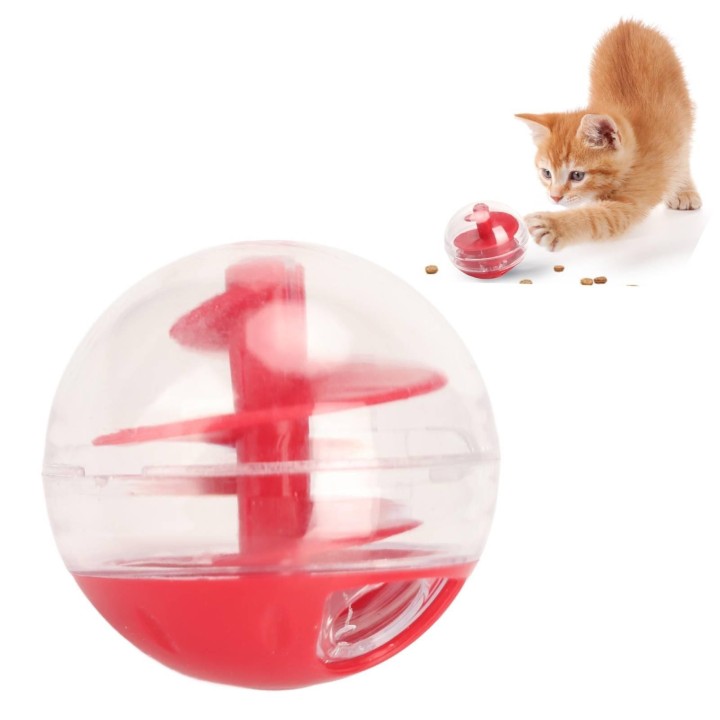 Leckerli-Spender-Kugel für Katzen, bissfest, interaktiver langsamer Futterspender für Haustiere, Puzzle-Kugel für Kätzchen ro