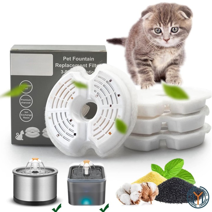 Ersatzkartusche für den Wasserspender für Haustiere und Katzen 4Pcs/Set weiß