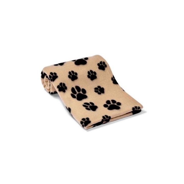 Brand Lab Paw Print Polarfleece-Hundedecke 100cm x hellbraune
