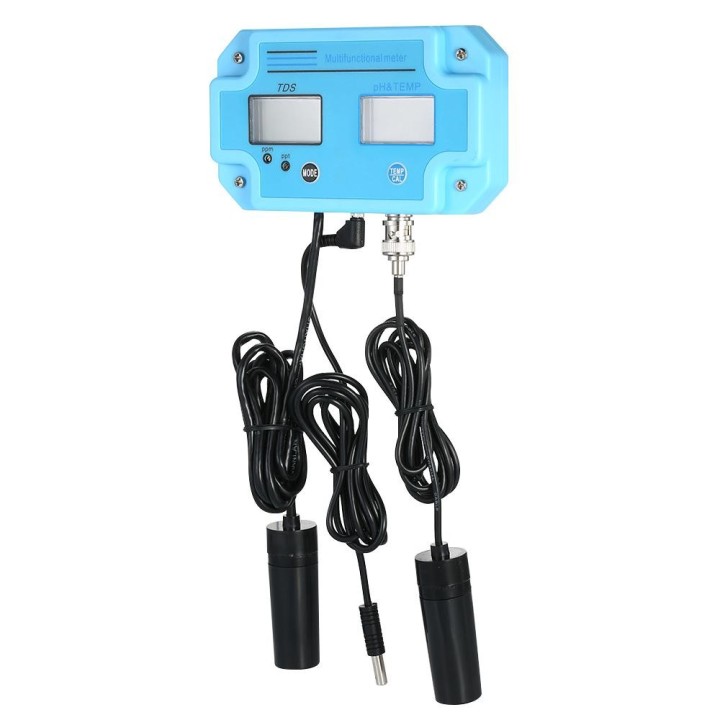 Professionelles 3-in-1-pH/TDS/TEMP-Messgerät, Wasserdetektor, digitales Multi-Parameter-LCD-Tri-Meter US Plug blau