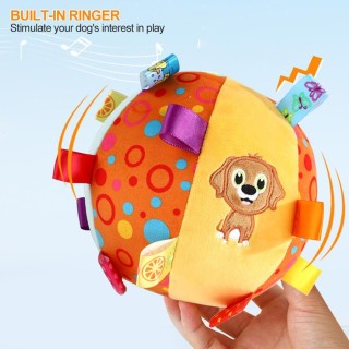 Interaktives Hundespielzeug mit Ball zum Kauen, Training zum Dekomprimieren, bissfest, Hundespielzeug mit Plüschgriff und Glö